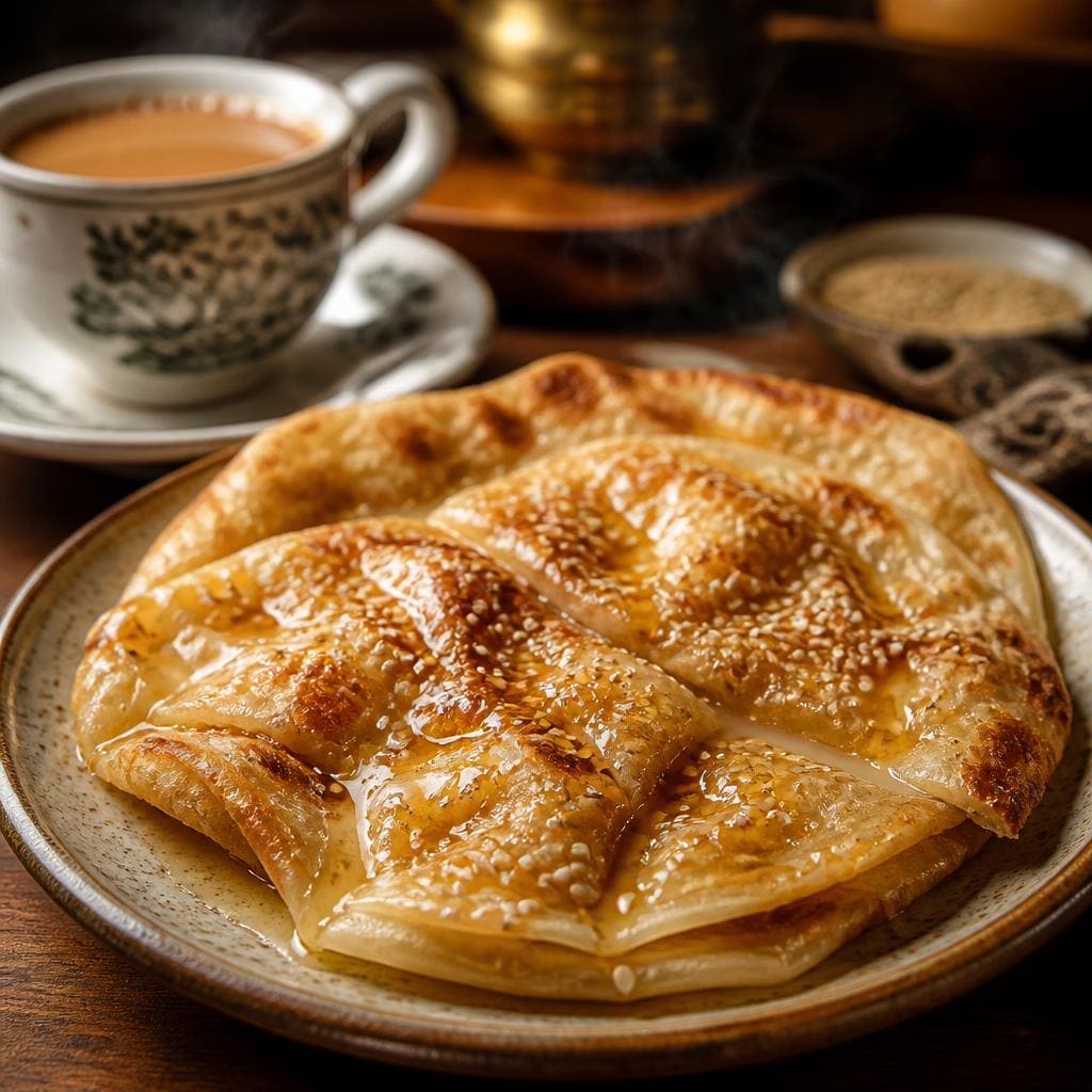 Roti Canai Manis Te Sate dengan tekstur lembut dan rasa manis gurih